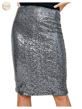 High Waist Sequin Midi Pencil Skirt Cocktail Party